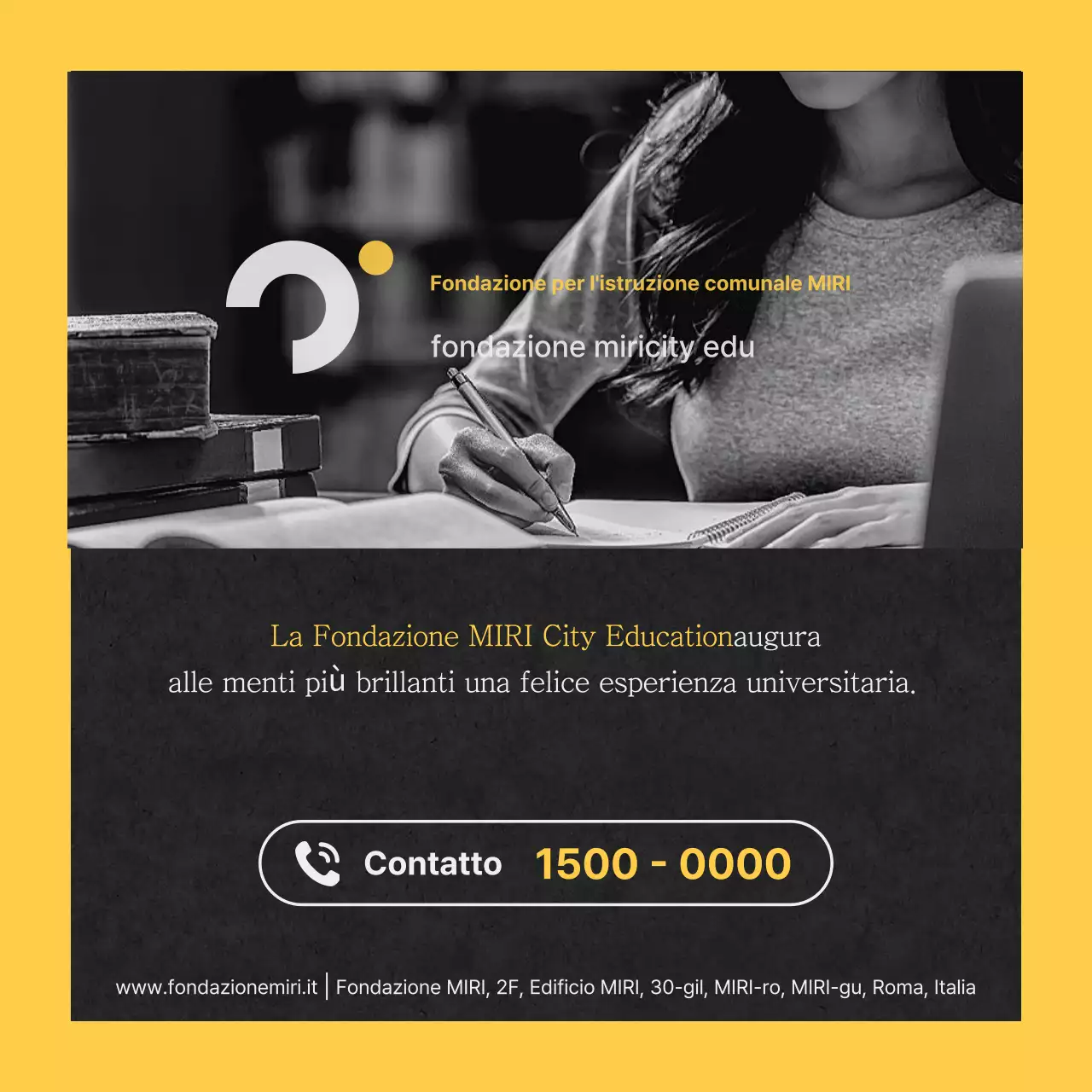 Informazioni semplici sulla domanda di borsa di studio in giallo e nero