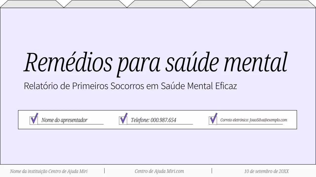 Guia de remédios para a saúde mental Lilás e Branco