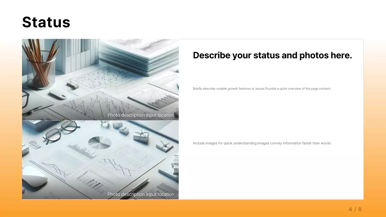 A simple corporate report in orange and light blue