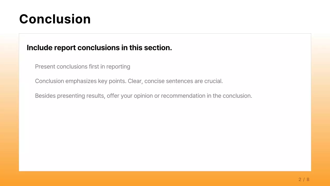A simple corporate report in orange and light blue