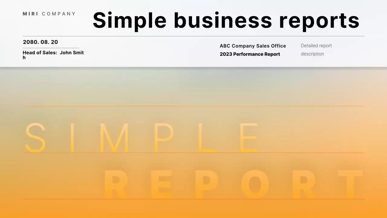 A simple corporate report in orange and light blue