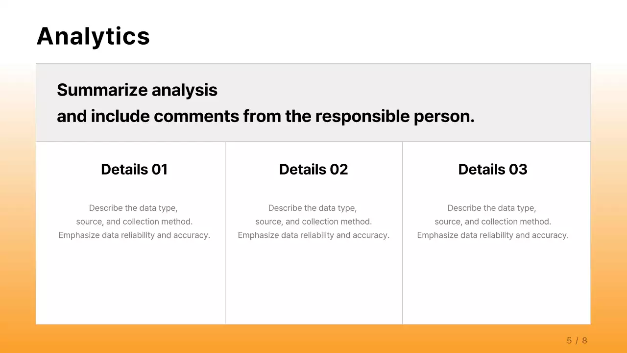 A simple corporate report in orange and light blue