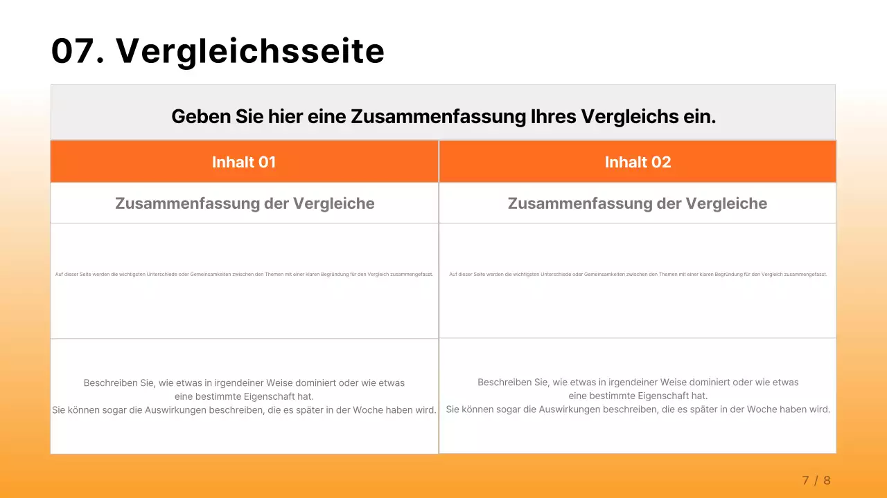 Ein einfacher Unternehmensbericht in Orange und Hellblau