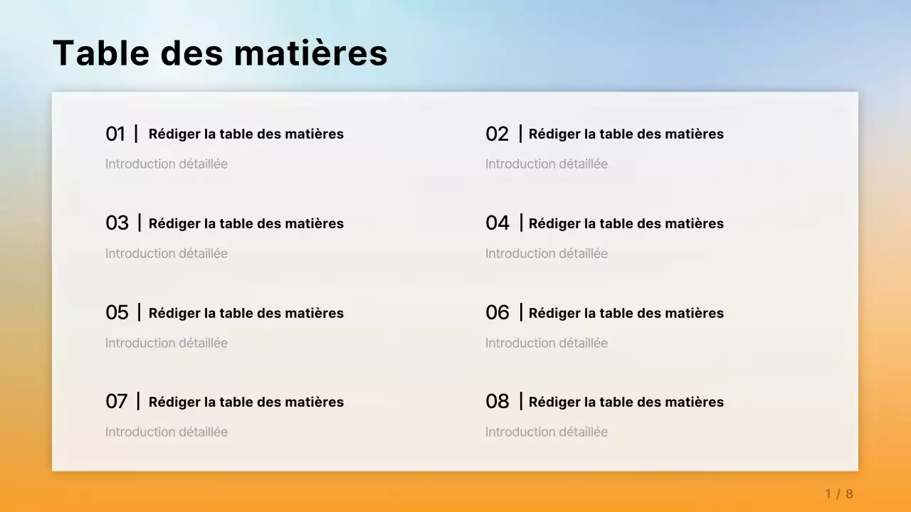 Un rapport d'entreprise simple en orange et bleu clair