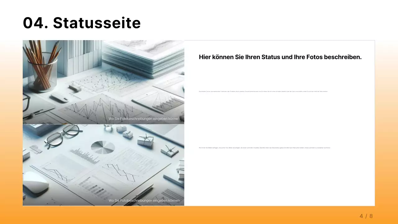 Ein einfacher Unternehmensbericht in Orange und Hellblau