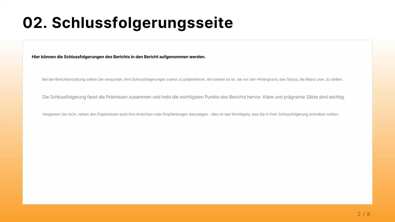 Ein einfacher Unternehmensbericht in Orange und Hellblau