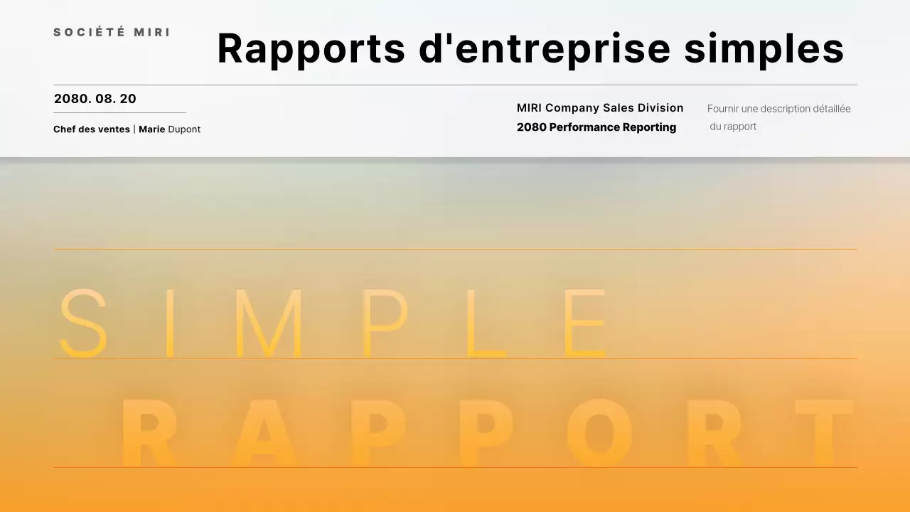 Un rapport d'entreprise simple en orange et bleu clair