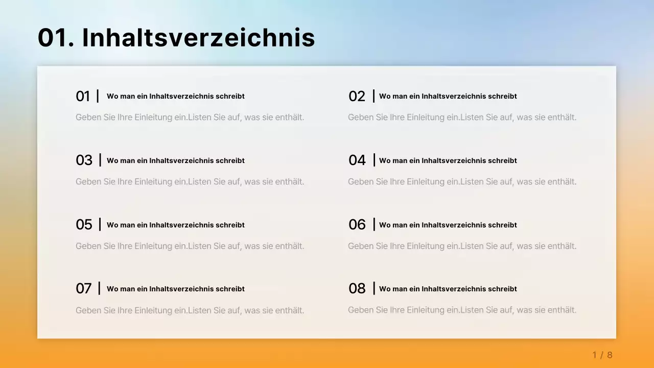 Ein einfacher Unternehmensbericht in Orange und Hellblau