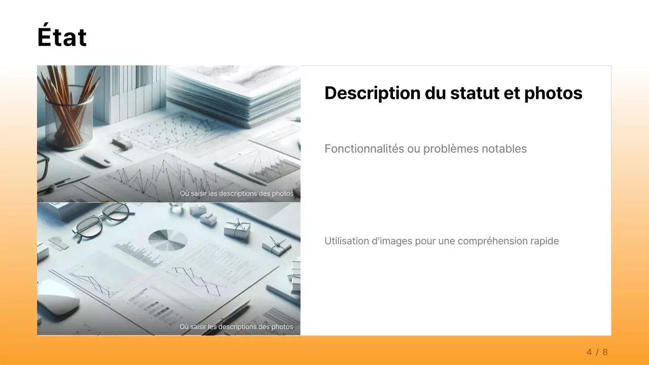 Un rapport d'entreprise simple en orange et bleu clair