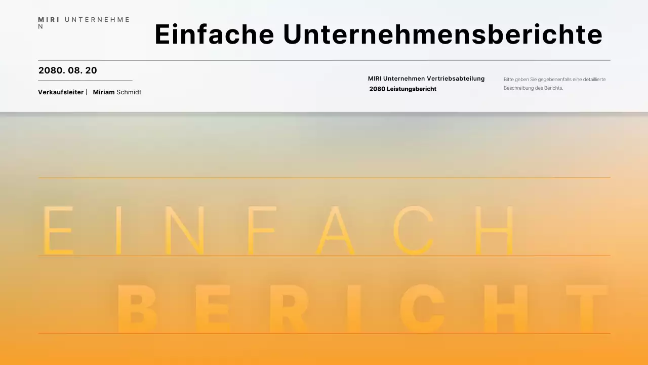 Ein einfacher Unternehmensbericht in Orange und Hellblau