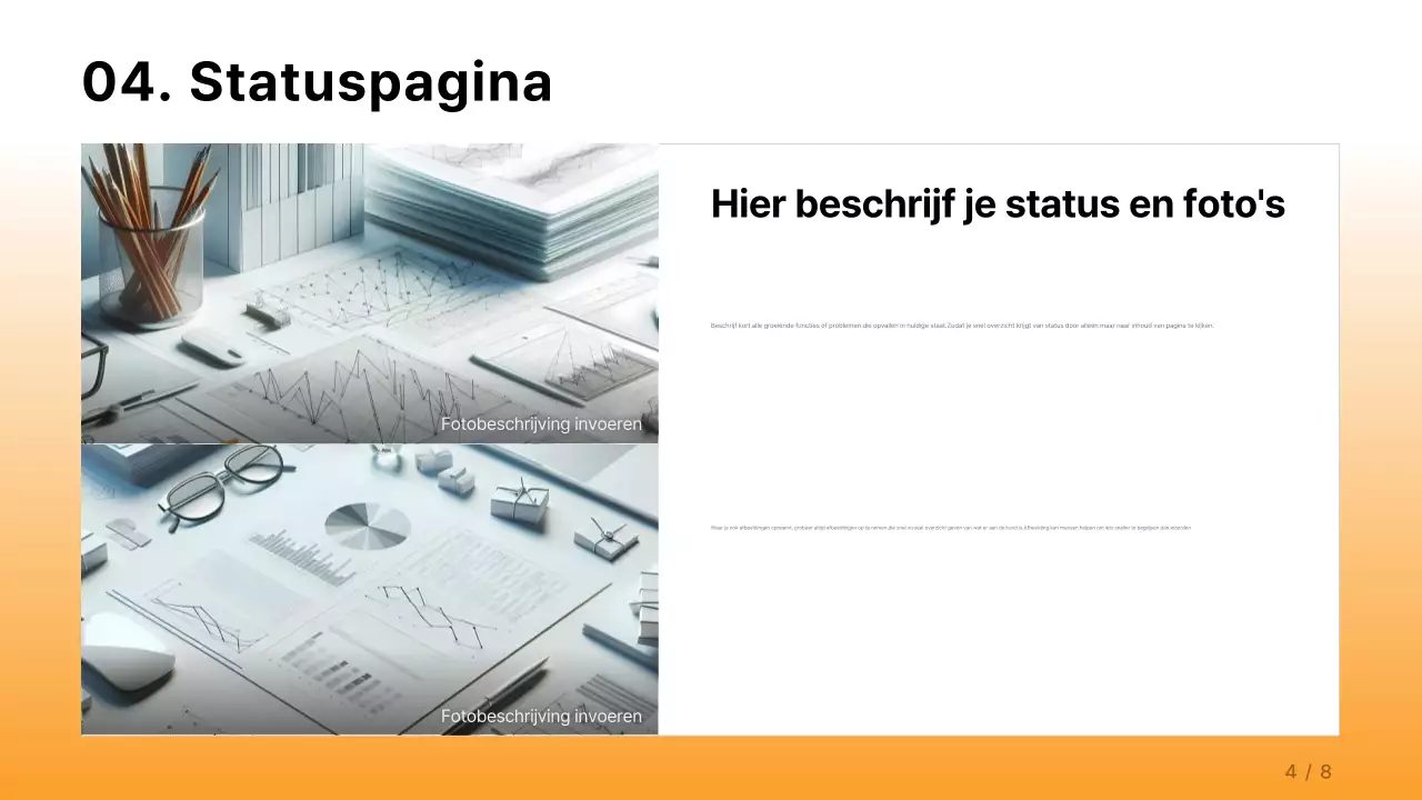 Een eenvoudig bedrijfsrapport in oranje en lichtblauw