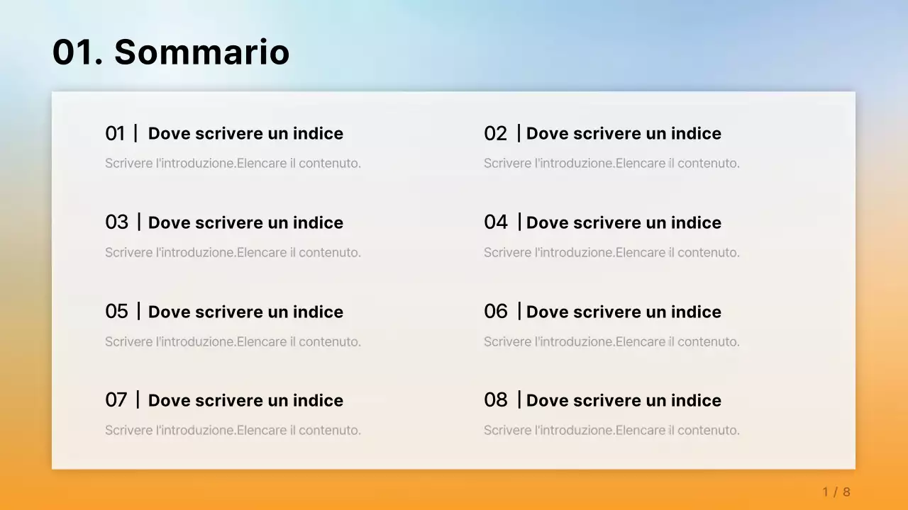 Una semplice relazione aziendale in arancione e azzurro