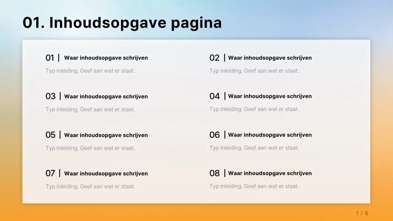 Een eenvoudig bedrijfsrapport in oranje en lichtblauw