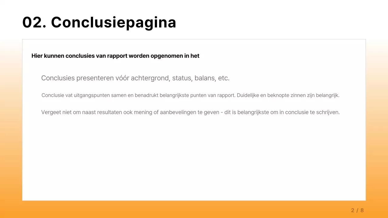 Een eenvoudig bedrijfsrapport in oranje en lichtblauw