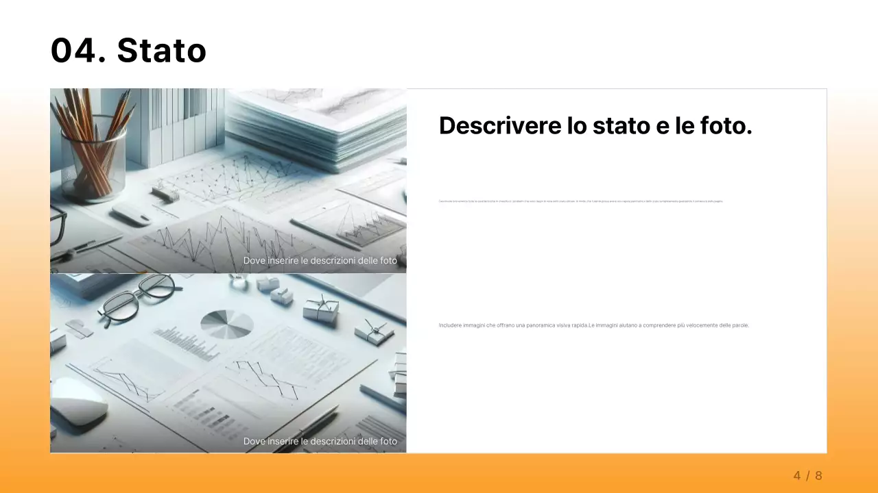 Una semplice relazione aziendale in arancione e azzurro
