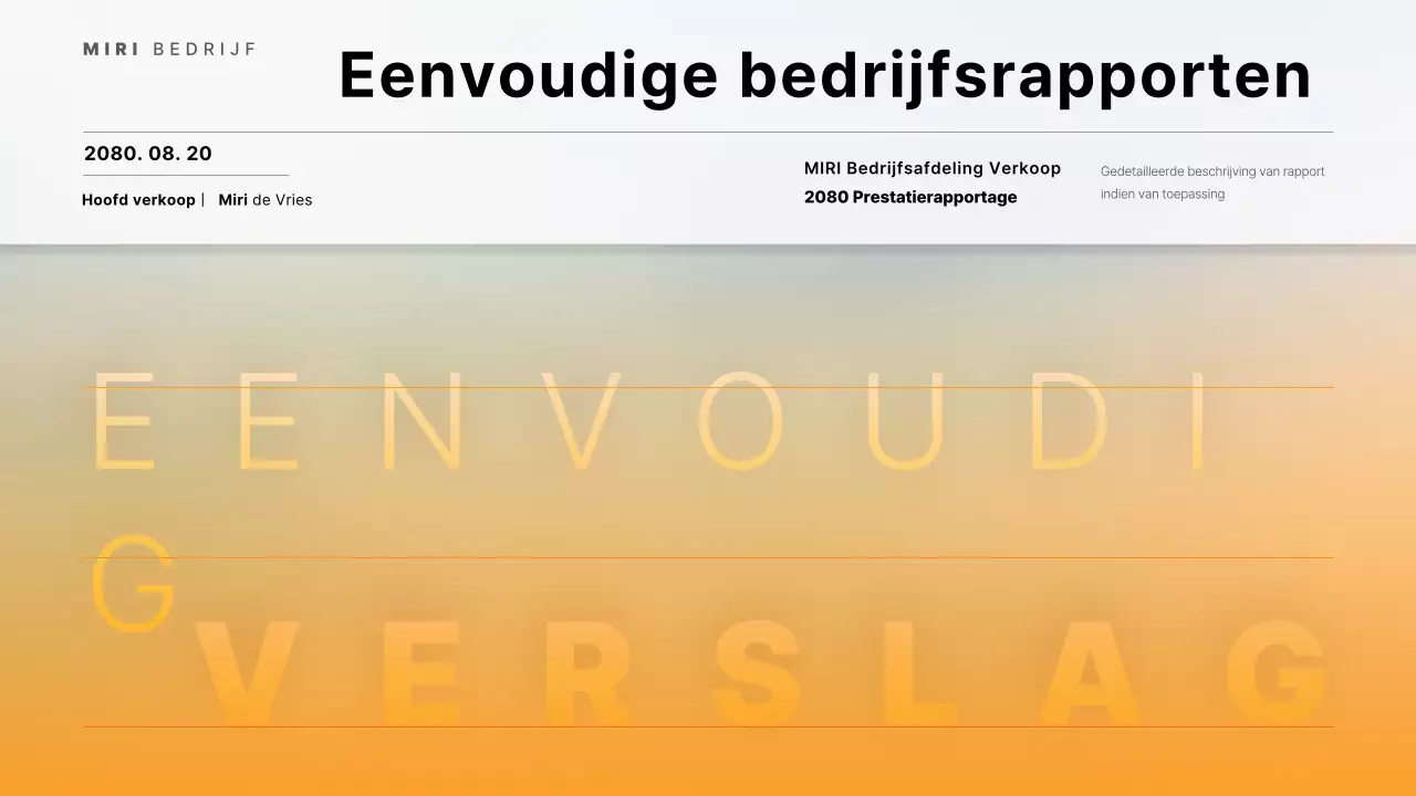 Een eenvoudig bedrijfsrapport in oranje en lichtblauw