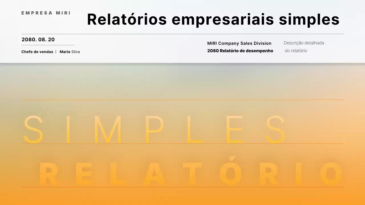 Um relatório empresarial simples em laranja e azul claro