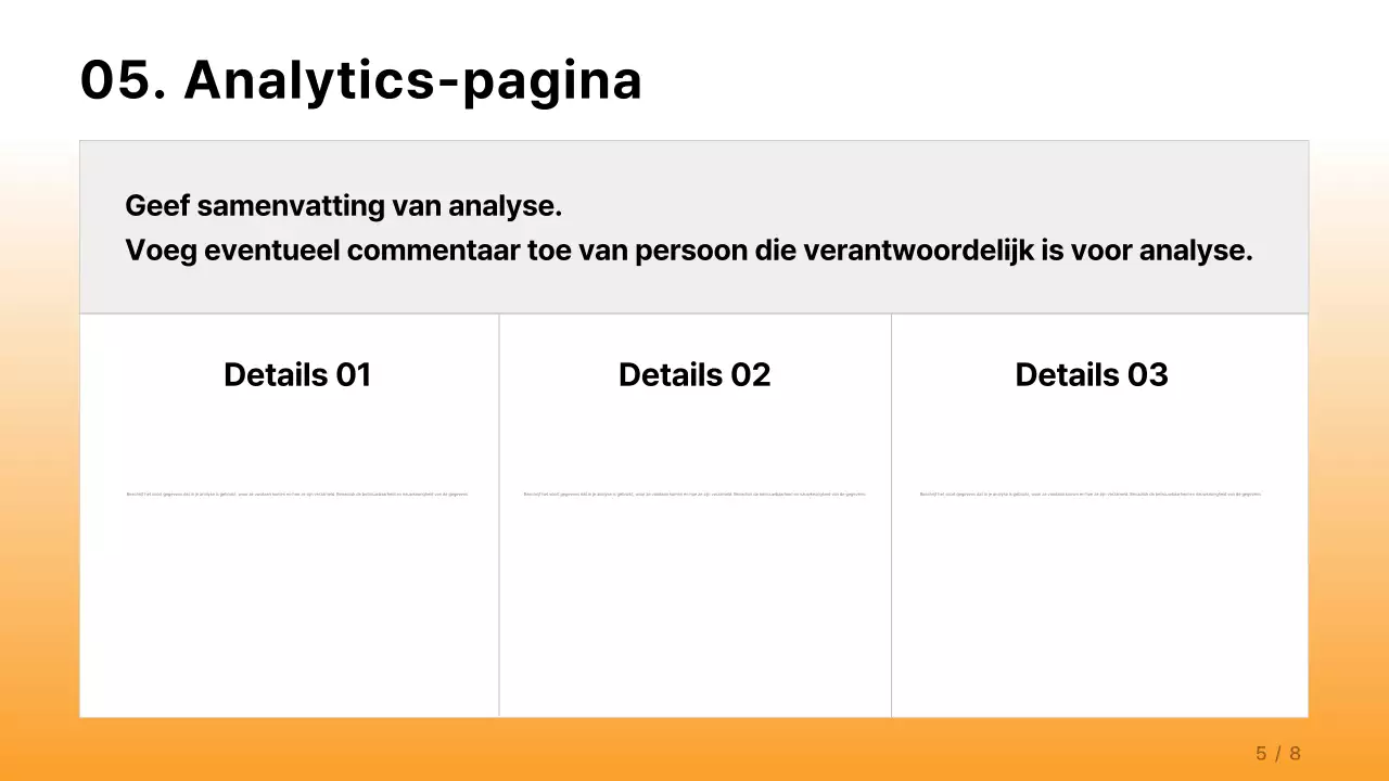 Een eenvoudig bedrijfsrapport in oranje en lichtblauw