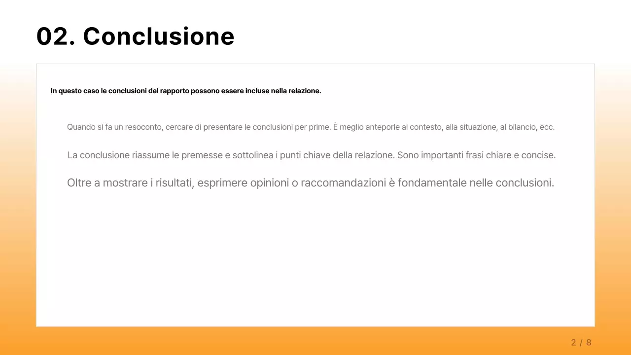 Una semplice relazione aziendale in arancione e azzurro