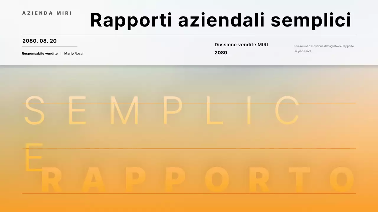 Una semplice relazione aziendale in arancione e azzurro