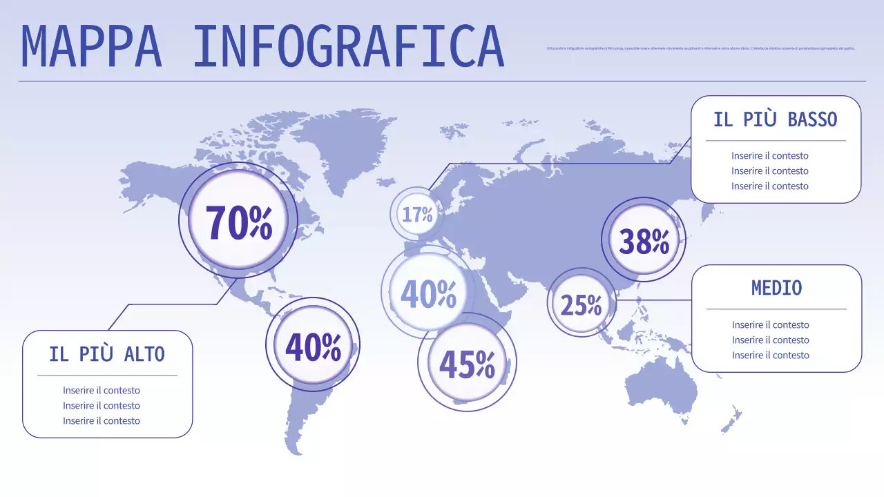 Mappa del mondo moderna blu e viola