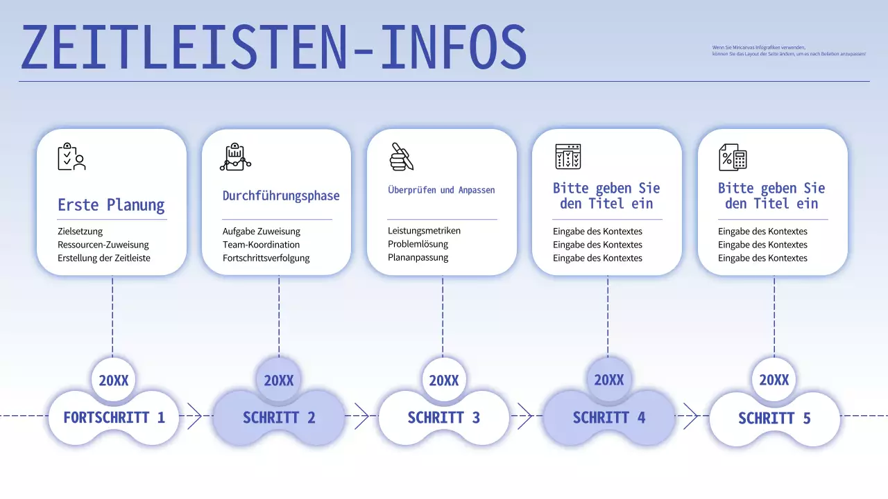 Blau und Lila Moderne Zeitleiste Strategie