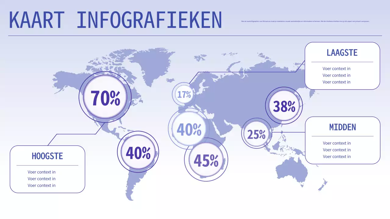 Blauw en paars Modern Wereld Kaart Overzicht