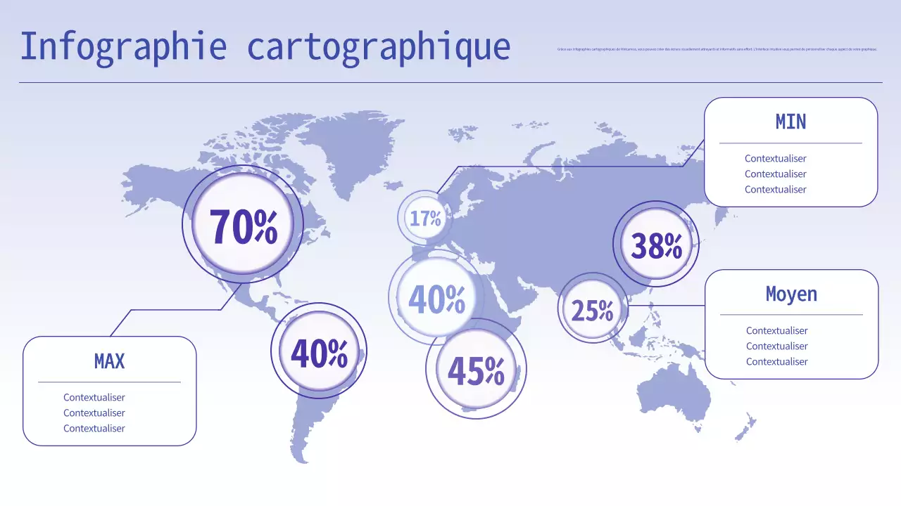 Carte du monde moderne bleue et violette