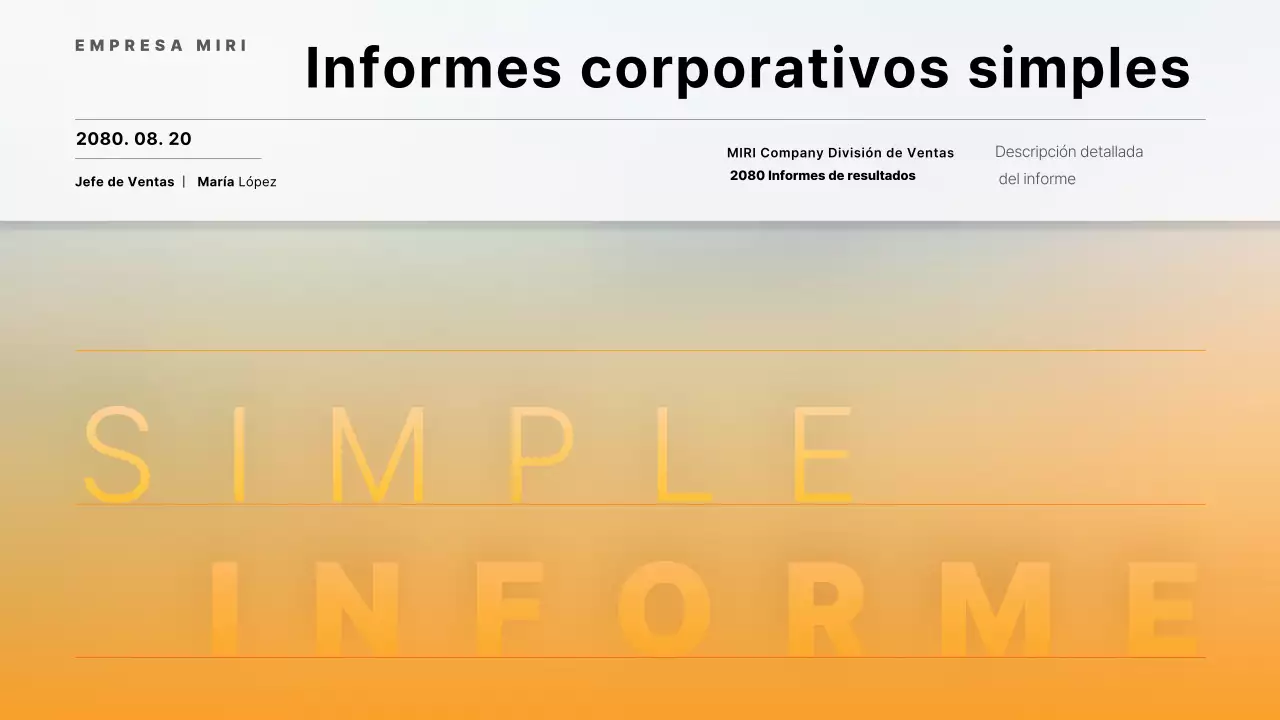 Un sencillo informe corporativo en naranja y azul claro