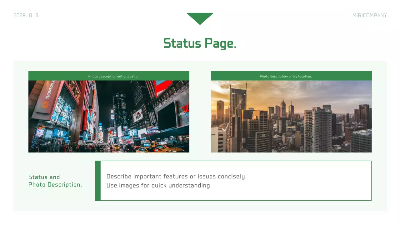 Relatório de empresa simples em branco e verde
