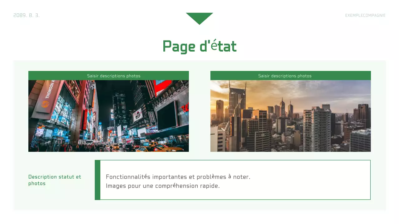 Rapport d'entreprise simple en blanc et vert