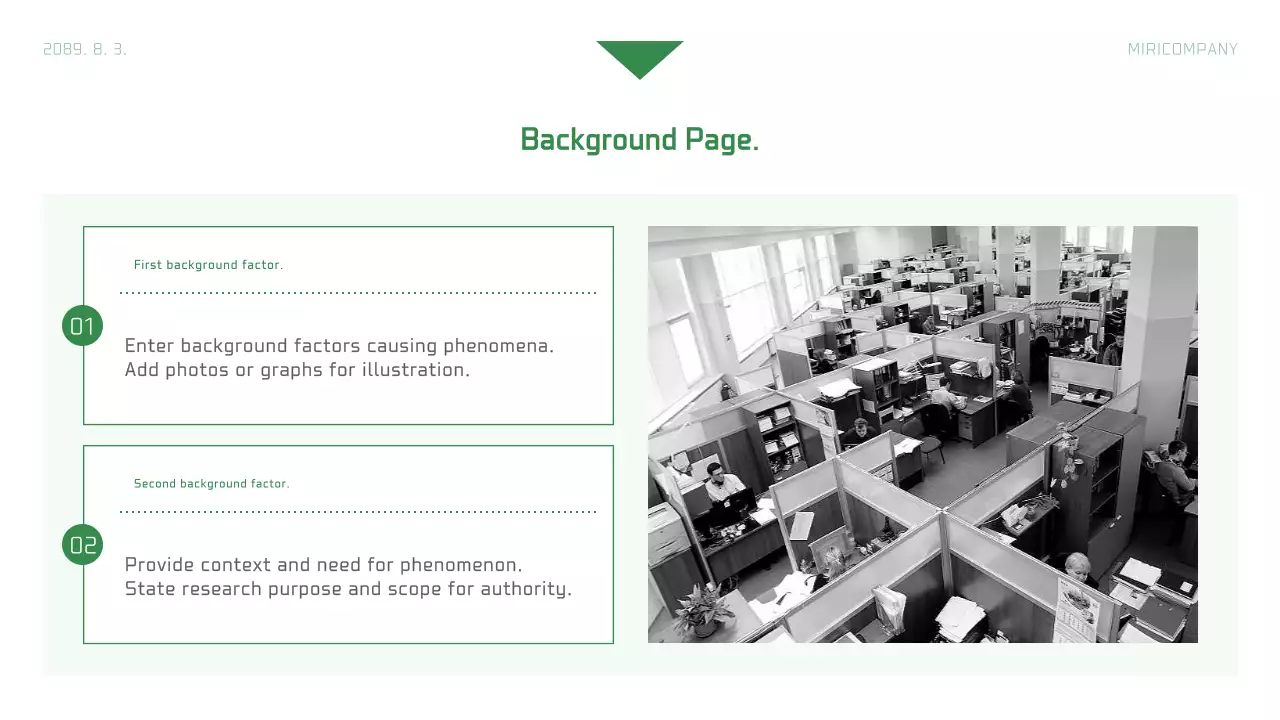Relatório de empresa simples em branco e verde