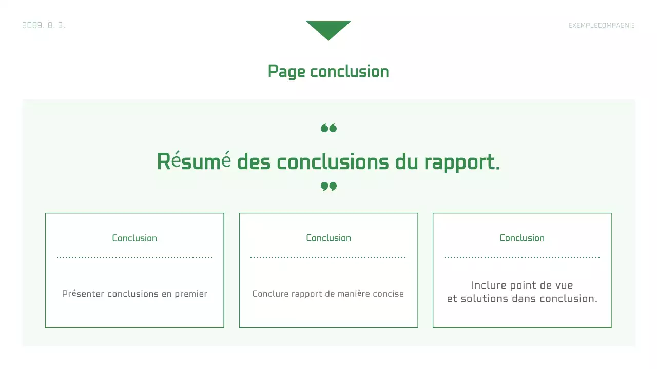 Rapport d'entreprise simple en blanc et vert