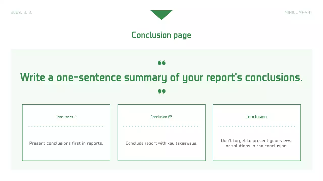 Relatório de empresa simples em branco e verde