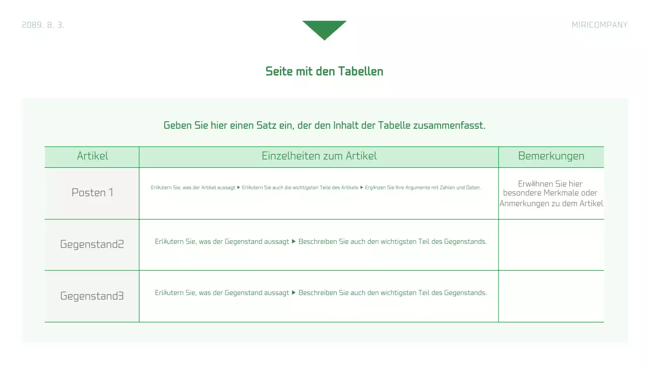 Einfacher Unternehmensbericht in Weiß und Grün