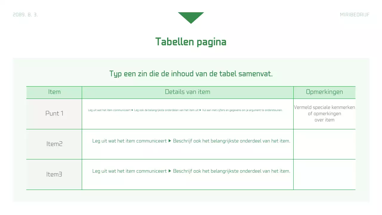 Eenvoudig bedrijfsrapport in wit en groen