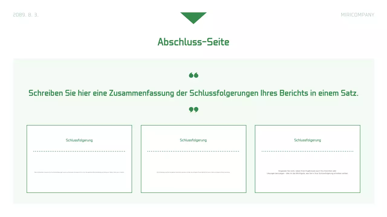 Einfacher Unternehmensbericht in Weiß und Grün