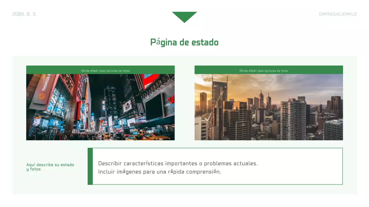 Informe corporativo sencillo en blanco y verde