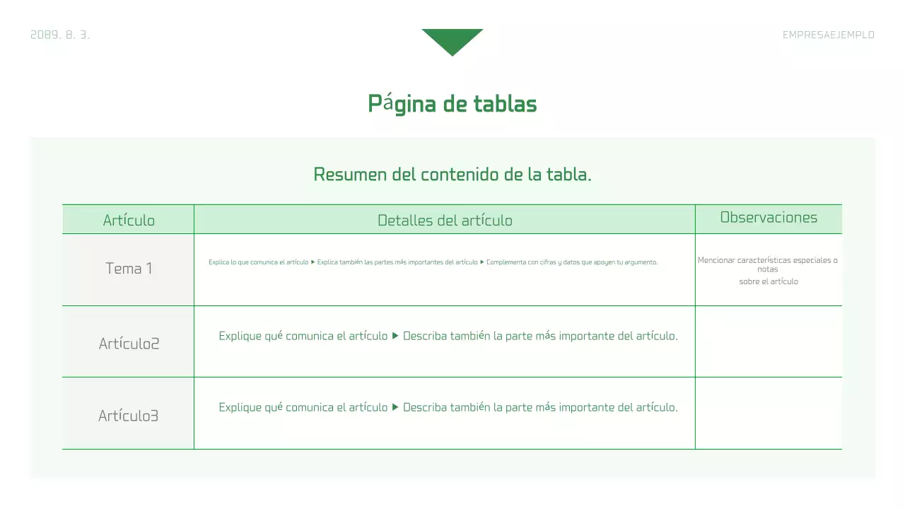 Informe corporativo sencillo en blanco y verde