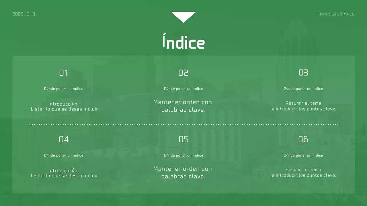 Informe corporativo sencillo en blanco y verde