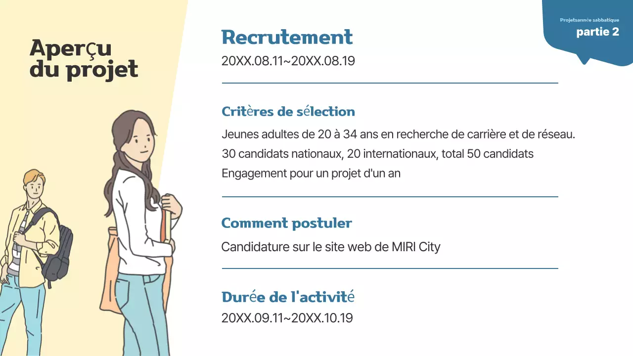 Mémoire de projet simple pour jeunes adultes en année de césure, en beige et bleu marine