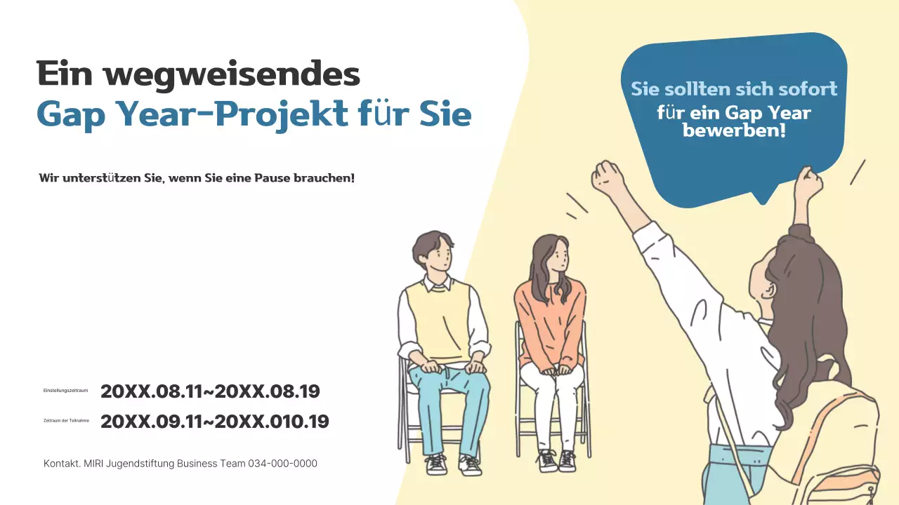 Einfacher Projektbrief für junge Erwachsene in Beige und Marineblau