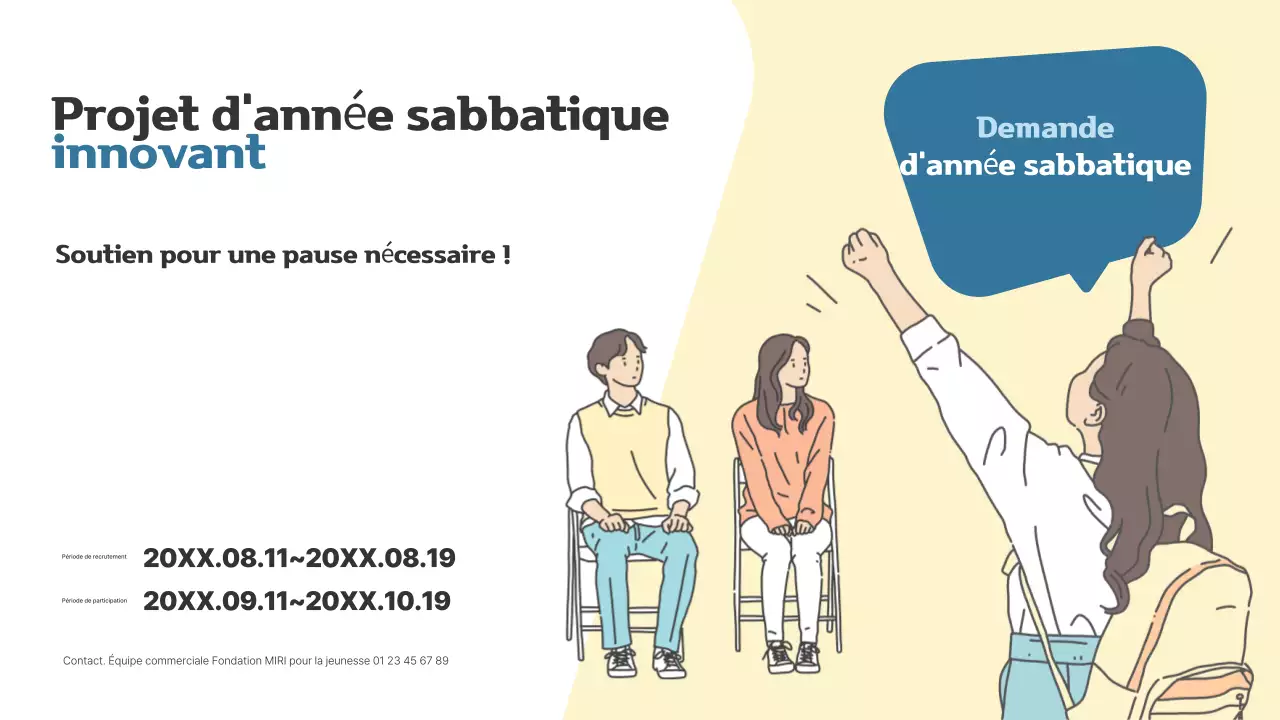 Mémoire de projet simple pour jeunes adultes en année de césure, en beige et bleu marine