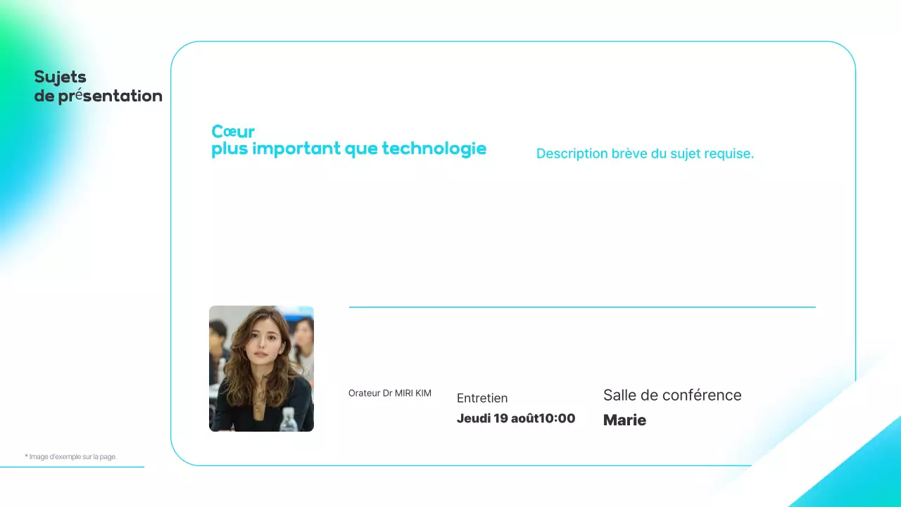 Bleu clair, introduction moderne à un séminaire de prise de parole en entreprise