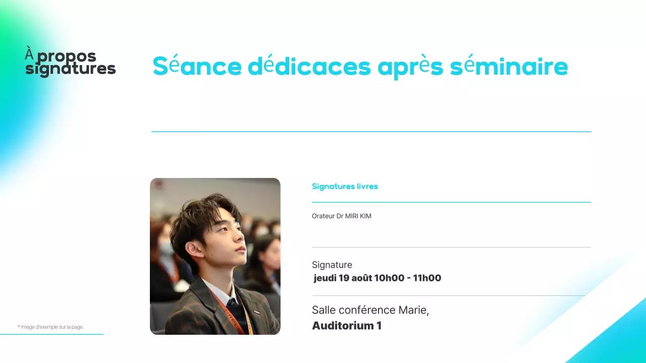 Bleu clair, introduction moderne à un séminaire de prise de parole en entreprise