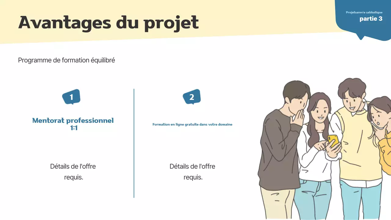 Mémoire de projet simple pour jeunes adultes en année de césure, en beige et bleu marine