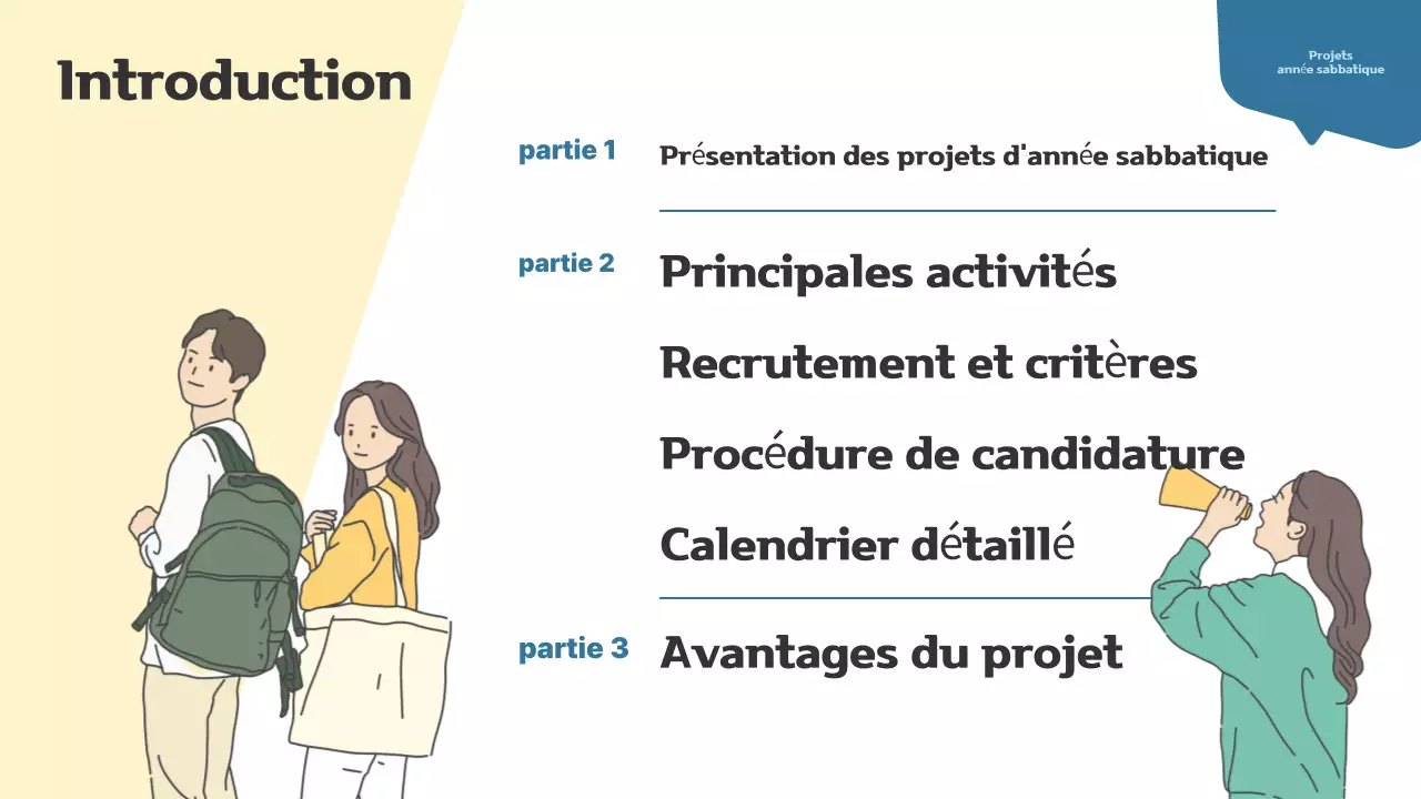 Mémoire de projet simple pour jeunes adultes en année de césure, en beige et bleu marine