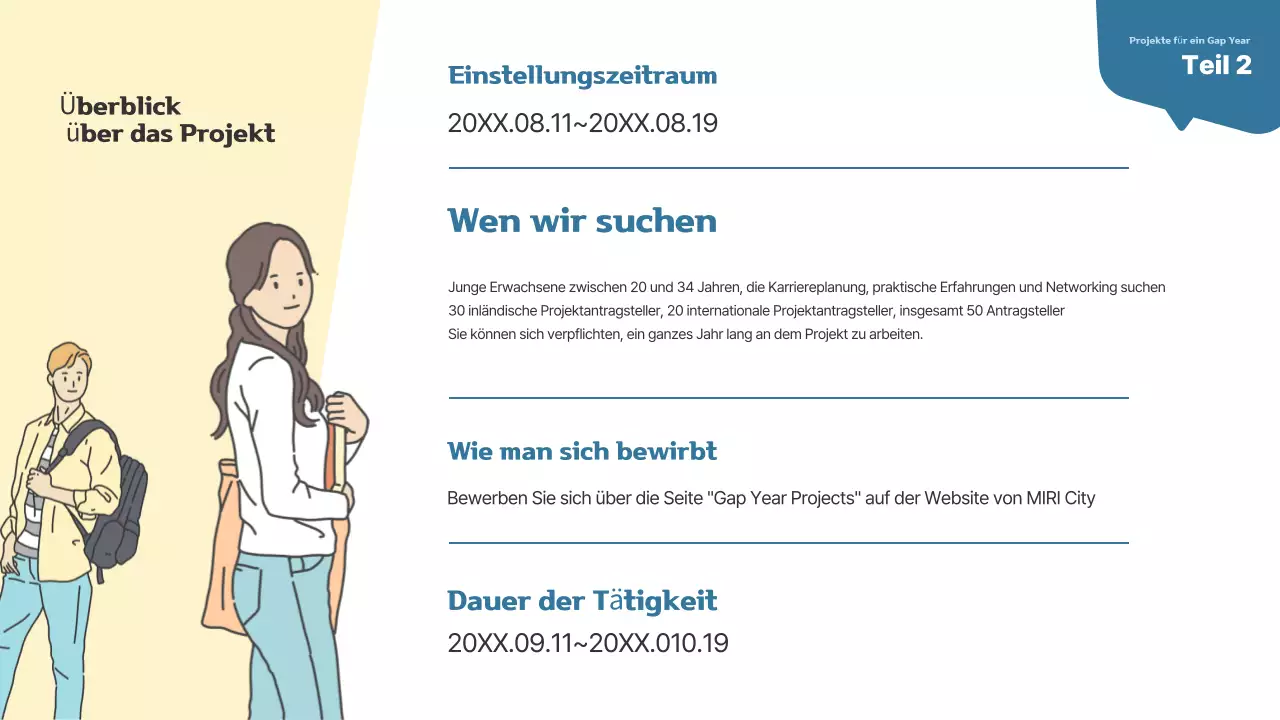 Einfacher Projektbrief für junge Erwachsene in Beige und Marineblau