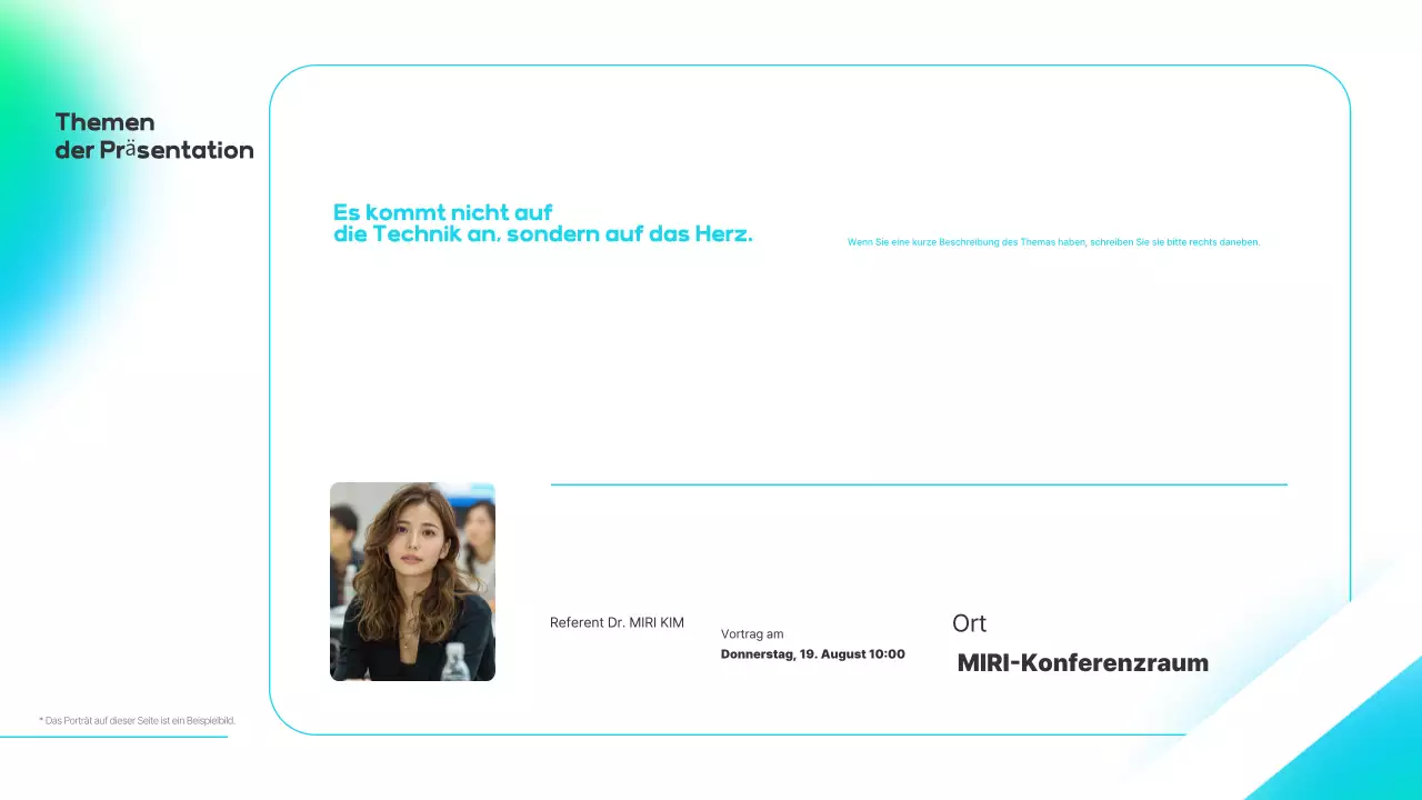 Hellblaue, moderne Seminareinführung für Unternehmen