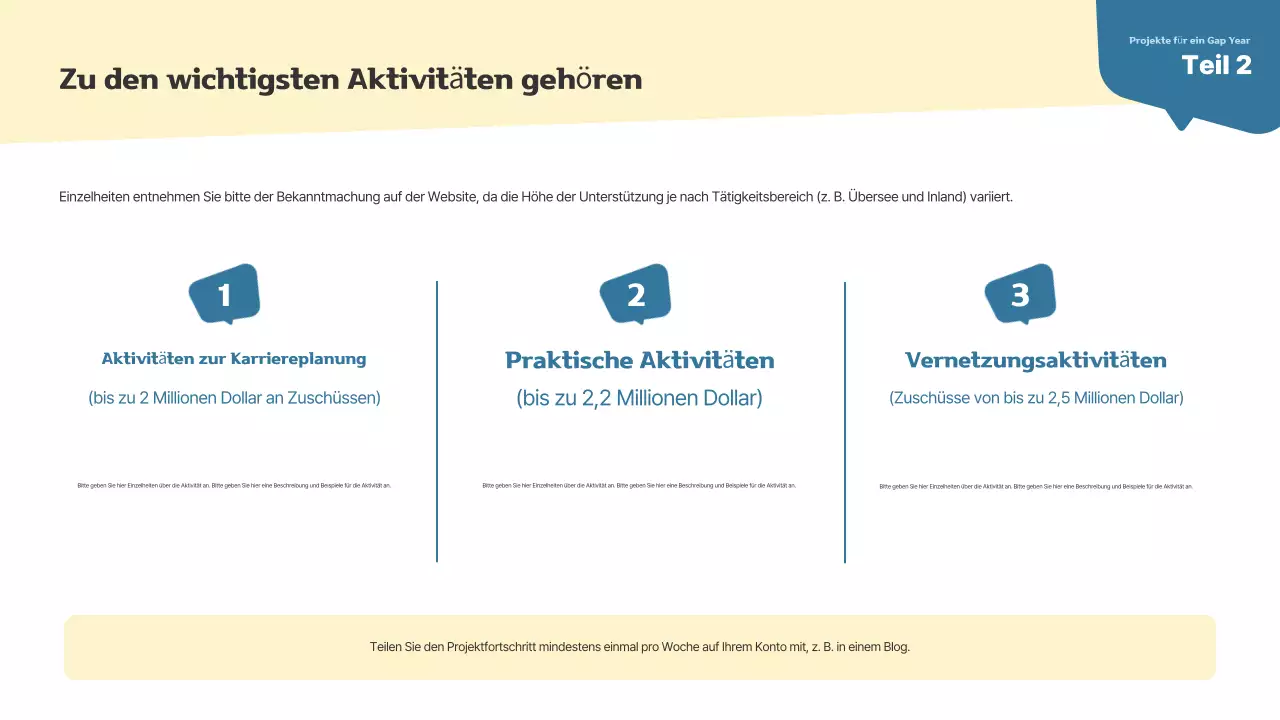 Einfacher Projektbrief für junge Erwachsene in Beige und Marineblau